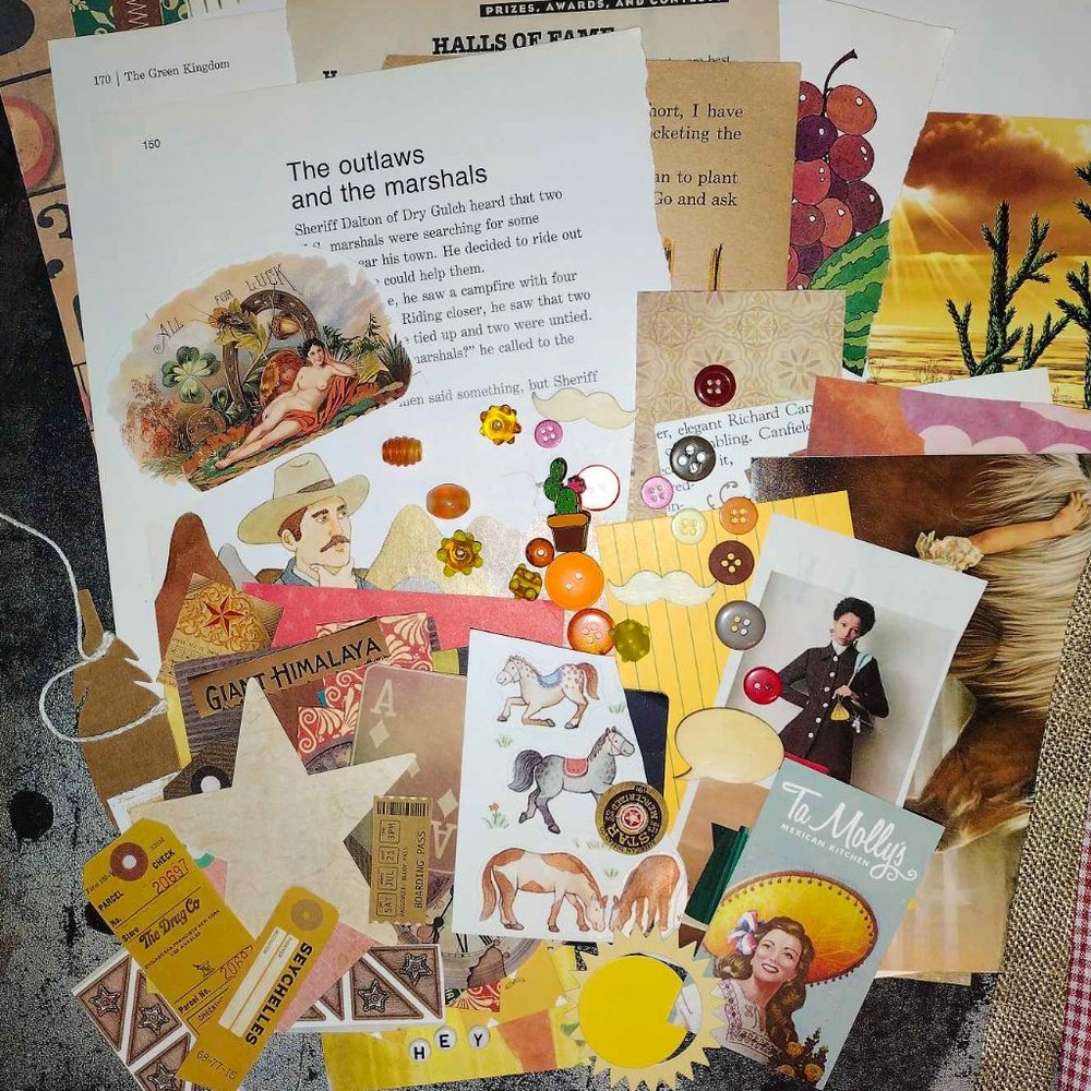 Junk Journal Junk Drawer Kit Southwest Western Cactus Cowboys Ephemera